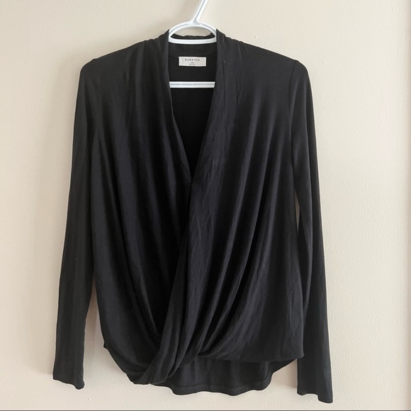 ARITZIA BABATON | Mehmet Surplice Long Sleeve Blouse Black XXS - Picture 2 of 5
